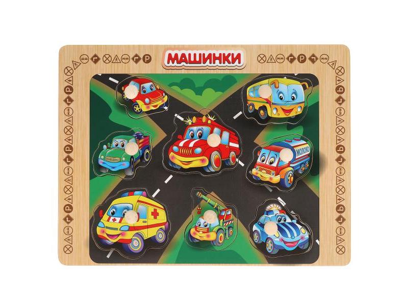 Донецк игрушка оптом Вкладыш дерево "Машинки" 30*22 см в пленке W0134