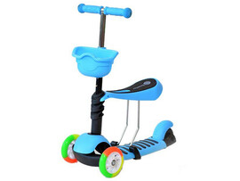 Самокат трехколесный 3 в 1 (колеса 12 см, ручка до 70 см, корзина) 0332T доставка оптом в Донецк