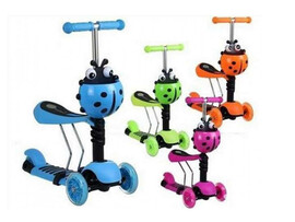 Самокат трехколесный 5 в 1 (колеса 12 см, с сиденьем, с родительской ручкой, корзина) SL-5S доставка оптом в Донецк