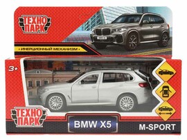 Машина металл BMW X5 M-SPORT 12 см, двери, багаж, инерц, серебристый, кор Технопарк