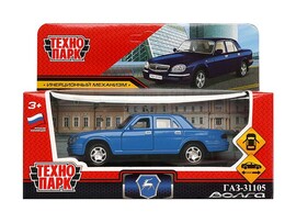 Машина металл. ГАЗ -31105 Волга 12 см, дв., багаж., инерц., синий. Технопарк