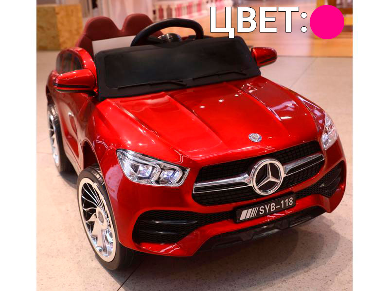 Электромобиль Mercedes на р/у РОЗОВЫЙ 02/003 (свет, звук, USB+Bluetooth+MP3, 2 аккум. по 6V, колеса пластик, сиденье кожа, открыв. двери, качается, до 20 кг)