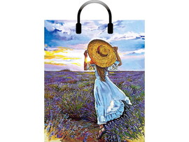 Пакет полиэтиленовый с пластиковой ручкой «ЛАВАНДОВОЕ ПОЛЕ» 38*45см доставка оптом в Донецк