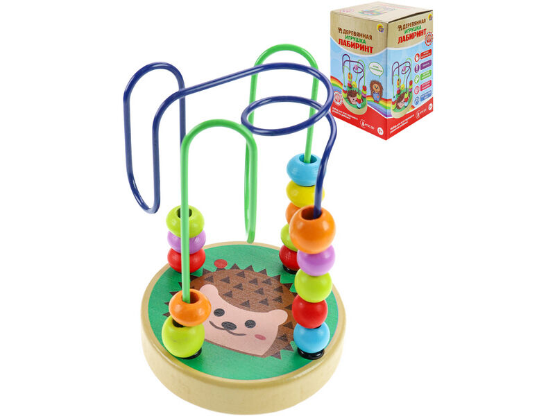 Донецк игрушка оптом Лабиринт деревянный "Ёжик" 9*9*12,5 см в кор. ИД-3151