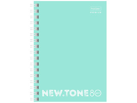 Записная книга А6 80 л. NEWtone PASTEL Мята, клетка, спираль, перфорация