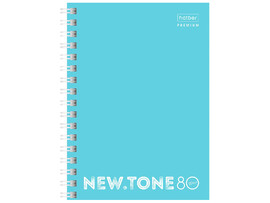 Записная книга А6 80 л. NEWtone PASTEL Незабудка, клетка, спираль, перфорация