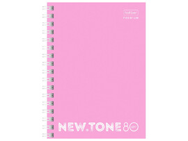 Записная книга А6 80 л. NEWtone PASTEL Пион, клетка, спираль, перфорация