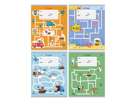 Тетрадь 12л КОСАЯ ЛИНИЯ «ДЕТСКИЙ ЛАБИРИНТ» (цвет. мелов. обл.) доставка оптом в Донецк