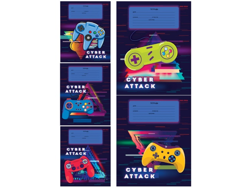 Тетрадь 18 л. Атака геймеров, клетка, цв. мел. обл. 18-3691