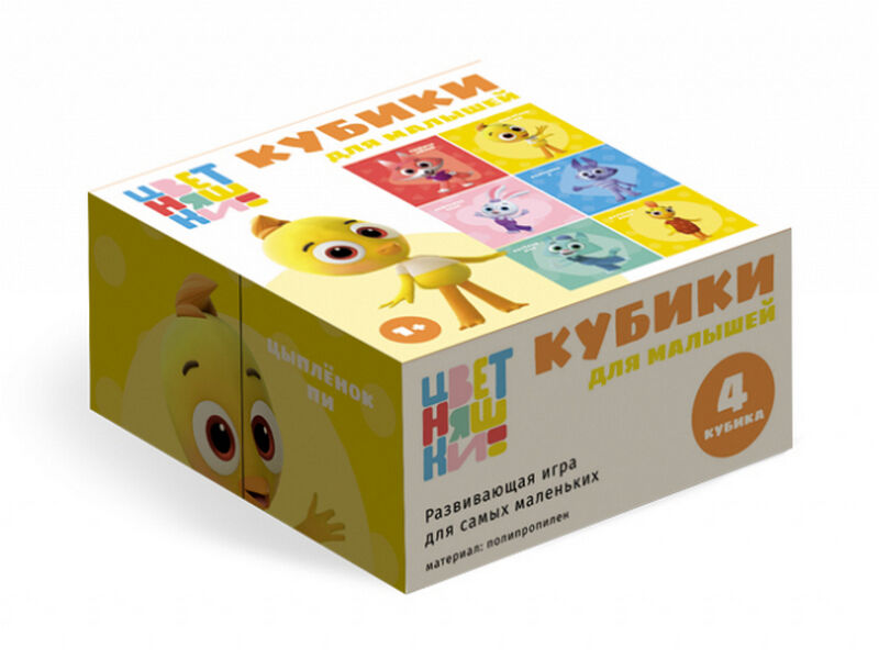 Донецк игрушка оптом Кубики в картинках «Цветняшки» 4 кубика