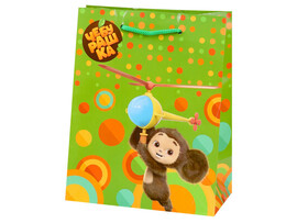 Пакет подарочный «ЧЕБУРАШКА И ВЕРТОЛЕТИК» 18*23*10 см (глян. лам.) ПКП-0394 доставка оптом в Донецк