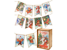 Набор флажков из дерева "С Новым годом!" 11*7см 10шт 2м бечевки МД00026 доставка оптом в Донецк