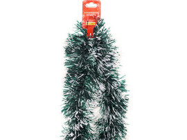 Мишура ЗЕЛЕНАЯ с заснеженными кончиками 2 м d=7см НУ-5467 доставка оптом в Донецк