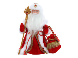 Дед Мороз на бат. в красной шубе (звук) 30 см Т-5549 доставка оптом в Донецк