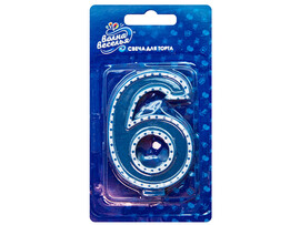 Свеча для торта Цифра «6» белый кант 7 см доставка оптом в Донецк