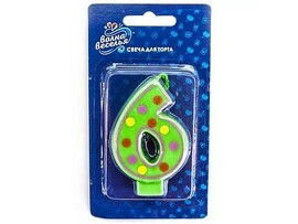 Свеча для торта «Красочная» Цифра «6» 7 см доставка оптом в Донецк