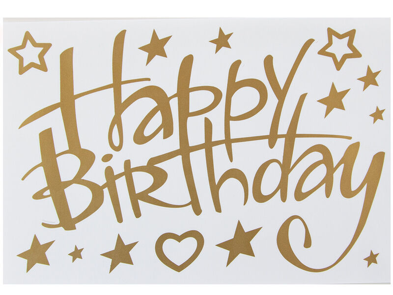 Донецк игрушка оптом Наклейка «Happy Birthday» (сверкающие звезды) 19,5*30 см