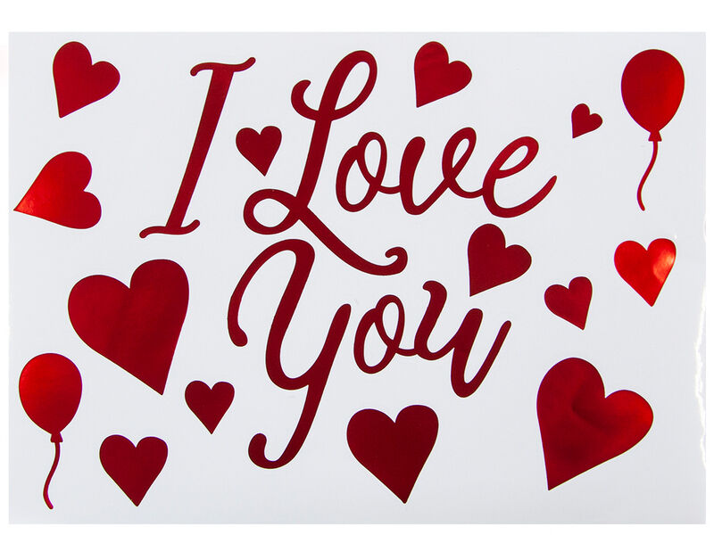Донецк игрушка оптом Наклейка «I Love You» с сердечками 19,5*27 см