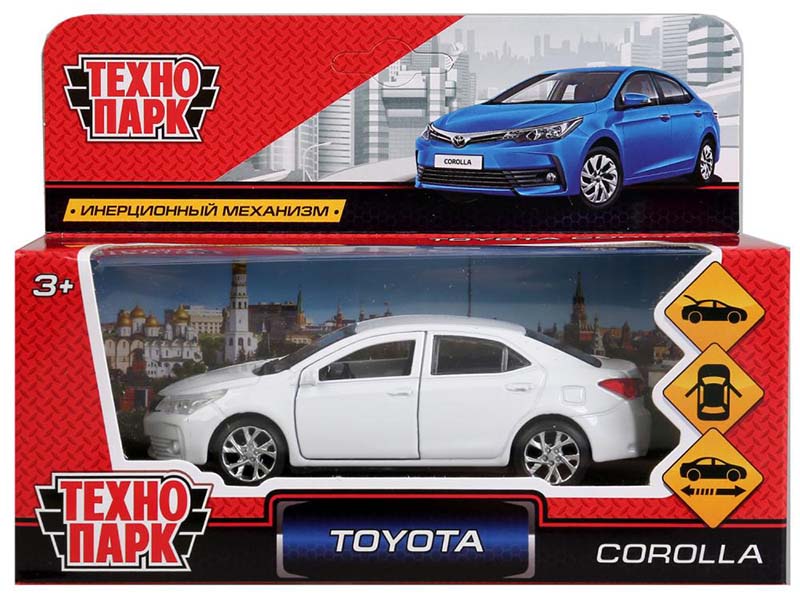 Машина металл. Toyota Corolla 12 см, дв., багаж., инерц. Технопарк