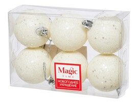 Набор ШАРЫ БЕЛЫЕ С БЛЕСТКАМИ из полистирола 5 см (6шт/уп) 91062 доставка оптом в Донецк