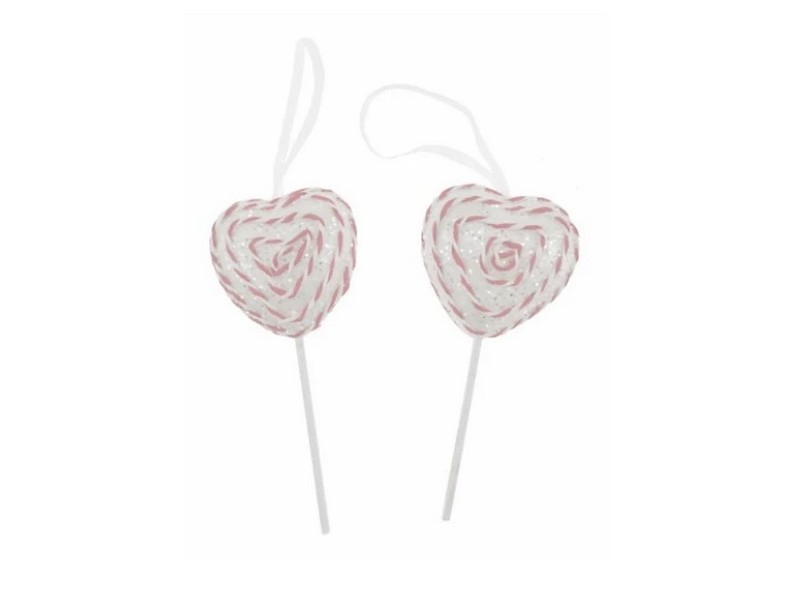 Донецк игрушка оптом Набор подвесок «Леденцы-сердечки» 2 шт 12 см 91011