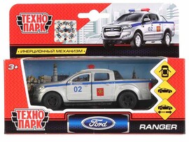 Машина металл. Ford Ranger Пикап Полиция 12 см, дв., багаж., инерц. Технопарк