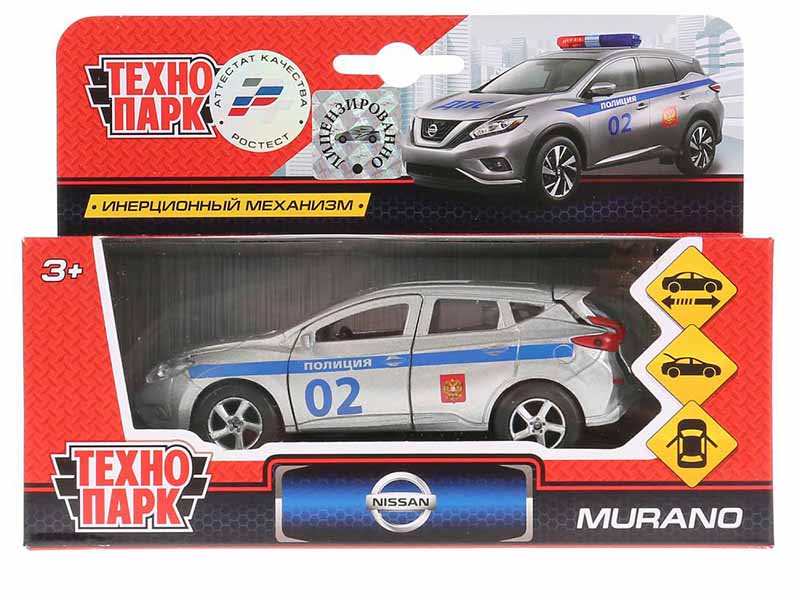 Машина металл. Nissan Murano Полиция 12 см, дв., багаж., инерц. Технопарк