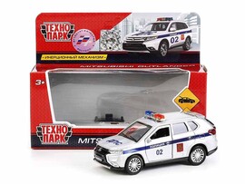 Машина металл. Mitsubishi Outlander Полиция дл 12 см, отк дв, баг, в кор Технопарк