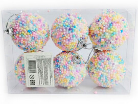 Набор елочных РАДУЖНЫХ шаров из полистирола 6 см (6шт/уп) B1008-13 доставка оптом в Донецк