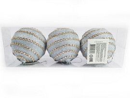 Набор елочных СЕРЕБРЯННЫХ шаров с узорами из полистирола 8 см (3шт/уп) B1008-16 доставка оптом в Донецк