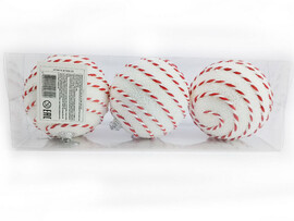 Набор елочных БЕЛЫХ шаров с узором из полистирола 8 см (3шт/уп) B1008-20 доставка оптом в Донецк