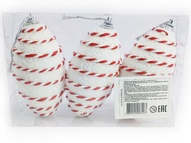 Набор подвесок ШИШКИ БЕЛЫЕ с узором из полистирола 10 см (3шт/уп) B1008-22 доставка оптом в Донецк