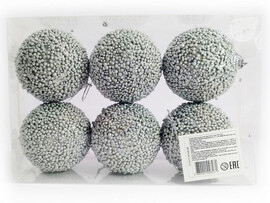 Набор елочных СЕРЫХ шаров из полистирола 7 см (6шт/уп) B1008-26 доставка оптом в Донецк