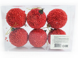 Набор елочных КРАСНЫХ шаров из полистирола 6 см (6шт/уп) B1008-27 доставка оптом в Донецк