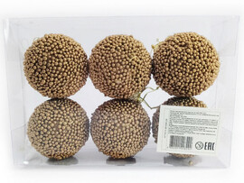 Набор елочных БРОНЗОВЫХ шаров из полистирола 6 см (6шт/уп) B1008-29 доставка оптом в Донецк