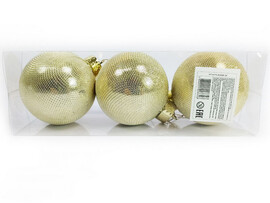 Набор елочных ЗОЛОТЫХ шаров из текстиля 8 см (3шт/уп) B1008-34 доставка оптом в Донецк