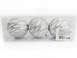 Набор елочных СЕРО-БЕЛЫХ шаров из полистирола 7 см (3шт/уп) B1008-35 доставка оптом в Донецк