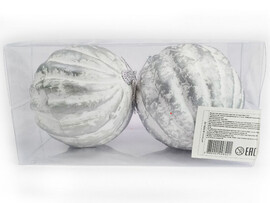 Набор елочных БЕЛО-СЕРЫХ шаров из полистирола 9 см (2шт/уп) B1008-42 доставка оптом в Донецк