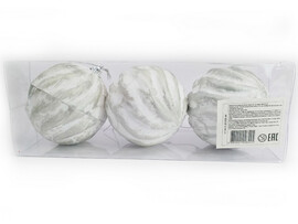 Набор елочных БЕЛО-СЕРЫХ шаров из полистирола 8 см (3шт/уп) B1008-44 доставка оптом в Донецк