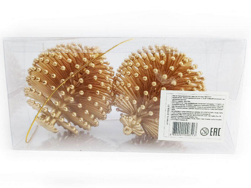 Донецк игрушка оптом Набор подвесок ШИШКИ из пластика 9 см (2шт/уп) B1008-51