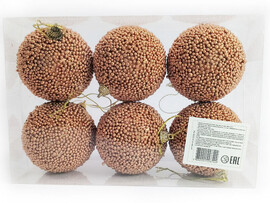 Набор елочных БРОНЗОВЫХ шаров из полистирола 7 см (6шт/уп) B1008-54 доставка оптом в Донецк