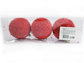 Набор елочных КРАСНЫХ шаров из полистирола 8 см (3шт/уп) B1008-55 доставка оптом в Донецк