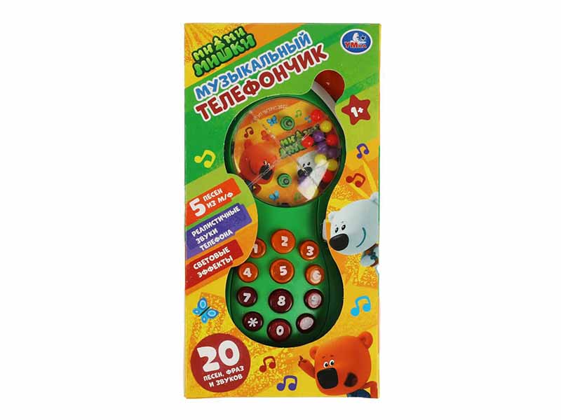 Музык. телефон "Ми-ми-мишки" 13 см, свет, песни, в кор. B1968338-R3