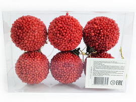 Набор елочных КРАСНЫХ шаров из полистирола 5 см (6шт/уп) B1008-57 доставка оптом в Донецк