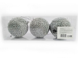 Набор елочных СЕРЫХ шаров из полистирола 8 см (3шт/уп) B1008-59 доставка оптом в Донецк