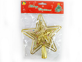 Верхушка на елку ЗВЕЗДА золото 16 см в пак. XM-24421 доставка оптом в Донецк