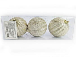 Набор елочных ЗОЛОТЫХ шаров из полистирола 8 см (3шт/уп) 6036-1 доставка оптом в Донецк
