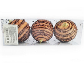 Набор елочных БРОНЗОВЫХ шаров с узором из полистирола 8 см (3шт/уп) 6036-2 доставка оптом в Донецк