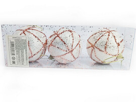 Набор елочных БЕЛЫХ шаров с узором из полистирола 7 см (3шт/уп) 6036-3 доставка оптом в Донецк