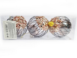 Набор елочных ПРОЗРАЧНЫХ шаров с пайетками из полистирола 8 см (3шт/уп) 6036-5 доставка оптом в Донецк